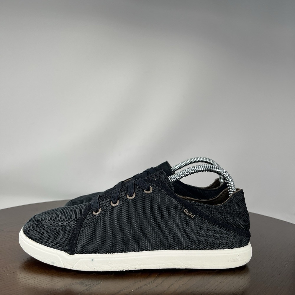 Olukai Li Maka Shoes Youth Boys 4‎ Black Comfort Collapsible Slip On Sneakers
